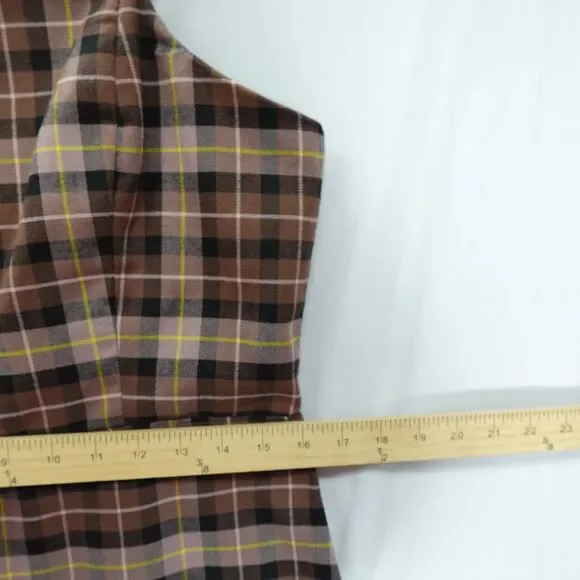 GB Plaid Dress JR. Junior XL Sleeveless Short Brown Plaid Preppy Dark Academia - Picture 7 of 16